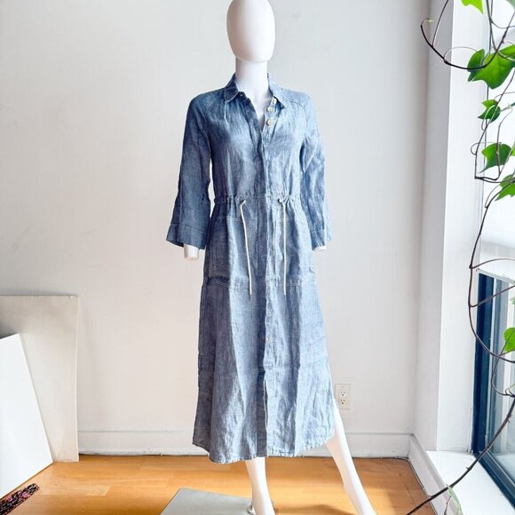 Sandwitch_Linen Blue Linen Button Down Midi Dress 34/S - Picture 2 of 8